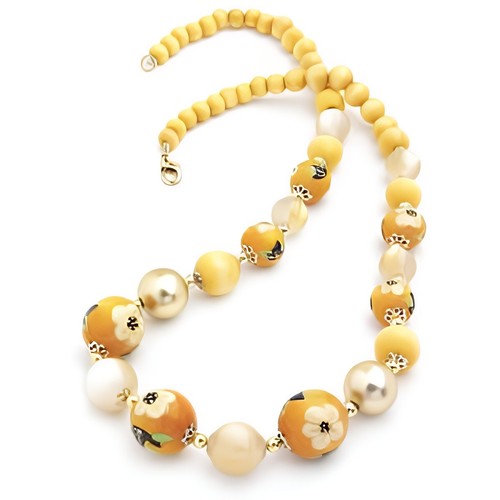 Bohemian floral bead necklace - bohemian,