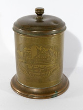 Stunning Brass Tea Caddy | Copper Base Lidded Tin Liner Vintage Ornament