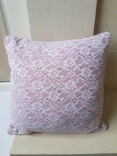 New decorative cushion - reversible - pale pink with white lace