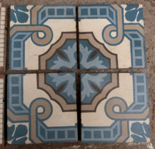 4 Antique 6x6 Tiles Belgian Hemixem Gothic Encaustic Floor Edwardian 12" SET C