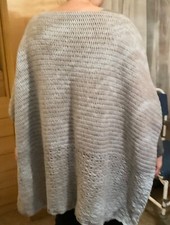 Ladies XL HAND CROCHETED PONCHO in Steel Grey with Lacy bottom section