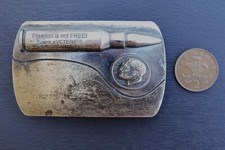 A Vietnam war era bullet belt buckle "Feedom is not FREE  Thank a VETERAN" 1967