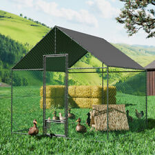 Stronger Metal Chicken Coop Run Duck Pen with Roof for 20 Chickens Backyard Farm