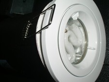 2 ~ GU10 White fire rated downlights with 7w fluorescent bulbs make GET GDFLGEDW