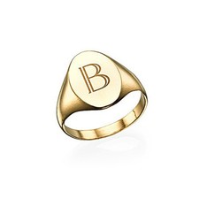 Personalised Gents 9ct Gold Hallmarked Oval Signet Ring - Choose your Initial