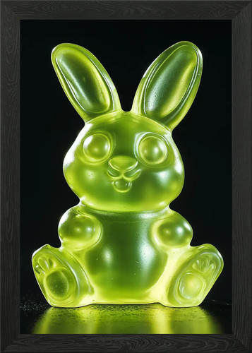 Green glass rabbit figurine - rabbit,