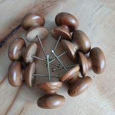 8 x Vintage Pine Drawer Door Knob Wooden Knobs Handles , knob diameter - 4 cm