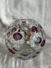 Vintage 1960s Borske Sklo Nemo optic ball vase. Art glass orb, Max Kannegiesser