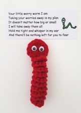 Crochet Worry Worm In Bag+Card