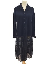 Ischiko Designer Black Jacket Duster Coat Wool And Lace Quirky Whimsigoth Style