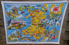 Vintage WALES Map Tea Towel
