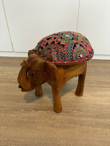 Vintage carved wooden elephant - wooden,