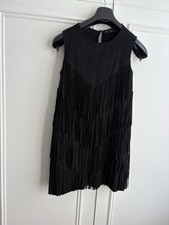 Brand New (without tags) Fully Fringed Suede Black Mini Dress - Zara Size Small