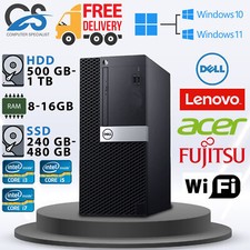 Dell/HP Computer Tower PC Intel i3/i5/i7 16GB Ram 480GB SSD 1TB Windows 10 / 11