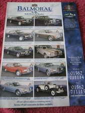 BALMORAL UK ROLLS-ROYCE BENTLEY CARS 99 ADVERT READY FRAME APPROX A4 SIZE FILE T