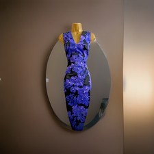 KAREN MILLEN PURPLE FLORAL-PRINT  PENCIL-WIGGLE  DRESS UK 16  (US 12) EUR 44 NWT