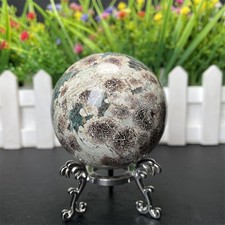 0.7LB 2.4" Natural Green Flower Stone Sphere Ball Crystal Quartz Healing Energy