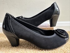 Gabor Court Shoes Black Suede/