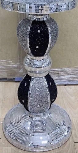 Black silver mosaic side table - black,