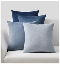 Set of 4 Blue Ombre Velvet Cushion Covers Pillows Case Soft Plush 50x50cm NEW!!