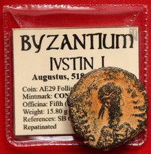 Justin ae29 follis 527ad - i,