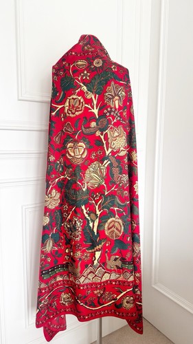 Silk scarf red - tree, of