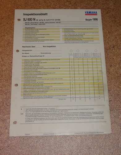 Inspection sheet yamaha - inspection,
