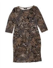 WALLIS Womens 3/4 Sleeve Sheath Dress UK 12 Medium Black Spotted Viscose PX08