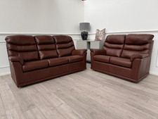 G Plan Malvern Brown Leather 3 & 2 Seater Sofa Set Static Sofas