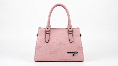 Pink textured handbag satchel - pink,
