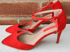 Dorothy Perkins, Women's Red Suedette Court Shoes, Pointed Toe, UK6 EU39 US8 VGC