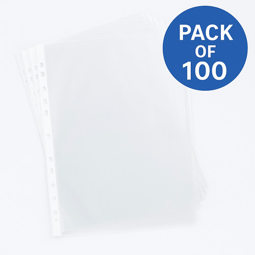 100 clear plastic punched - 100, a4