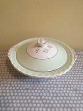 Vintage W H Grindley "Cream Petal" Pale Green Lidded Tureen 