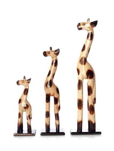Wooden giraffe statues - wooden,