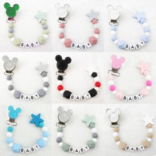 Personalised Name Dummy Clip Silicone Pacifier Chain Soother Holder Shower Gifts