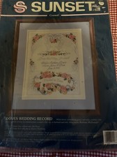 Sunset Doves Wedding Record Crewel Vintage Kit