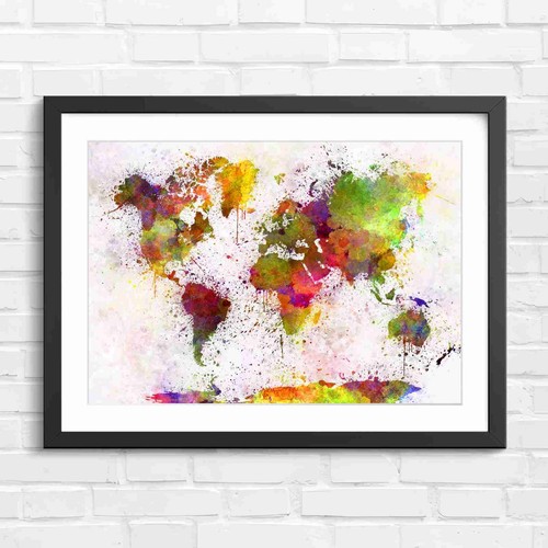 Colorful watercolor world map - colorful,