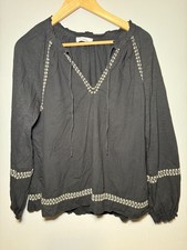 Ladies WHITE LABEL Black/White Cotton Hippy Festival Top Summer Size 10 Travel