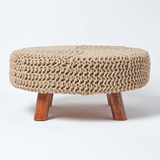 Knitted Pouffe Footstool Occasional Seat for Living Room Children or the Elderly