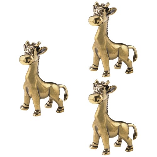3pcs golden brass giraffe - brass,
