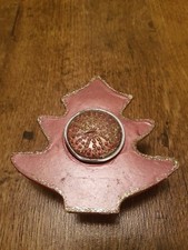 FESTIVE PINKY RED GOLD GLITTER CHRISTMAS TREE SHAPED TEALIGHT CANDLE HOLDER