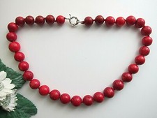 Genuine 100%, Red Coral Gem-stone Bead Necklace - Various Size Coral 5 - 11 mm.