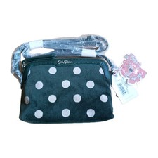 Fabulous Cath KIDSON Green White Spot Velvet Cross Body Handbag NEW RRP £50.00