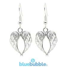 Bluebubble ANGEL HUGS Earrings Vintage Feather Boho Chic Spiritual Guardian Wish