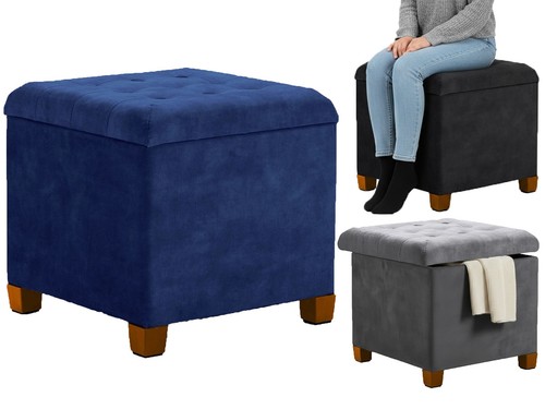 Velvet storage ottoman - velvet,