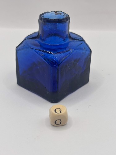 Old blue glass - , bottle