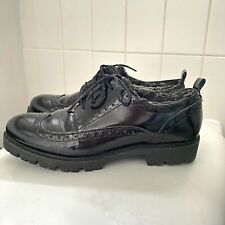 DUNE Patent Leather Brogues Shoes Faux Fur Lined Heavy Soles Size 40 UK 7