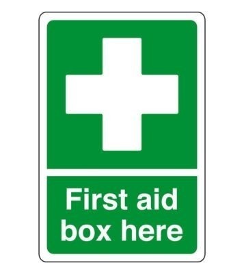 First aid box here - -, safety