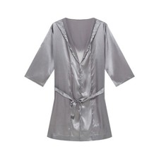 Night Robe Dress Gown Silk Satin Bathrobe Sleepwear Robe Mens Hooded Shorts Set