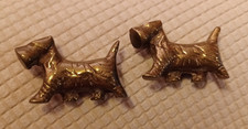 2 x Vintage Solid Brass Scottie Terrier west Highland Terrier Figures